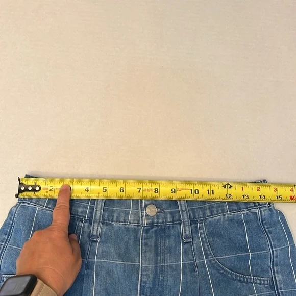 MADEWELL DENIM INDIGO WINDOWPANE HIGH RISE SHORTS 27 - Picture 13 of 16